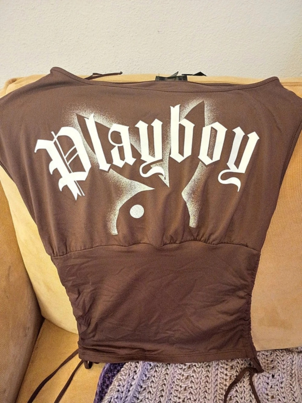 Playboy Graphic Brown Crop Top